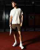 Pallacorda Men's Padel Essential Court Performance Shorts in Brown Outfit View