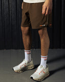 Pallacorda Men's Padel Essential Court Performance Shorts in Brown Front View