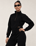Funnel Neck Half Zip Sweatshirt - Black - Pallacorda