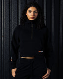 Funnel Neck Half Zip Sweatshirt - Black - Pallacorda