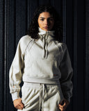 Funnel Neck Half Zip Sweatshirt - Ivory - Pallacorda